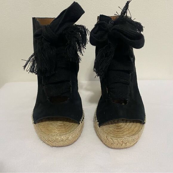 CHLOE Harper Suede Lace up Espadrille Wedge Sandals - Picture 5 of 13